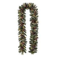 Glitzhome® 9ft. LED Glittered Pinecone Christmas Garland