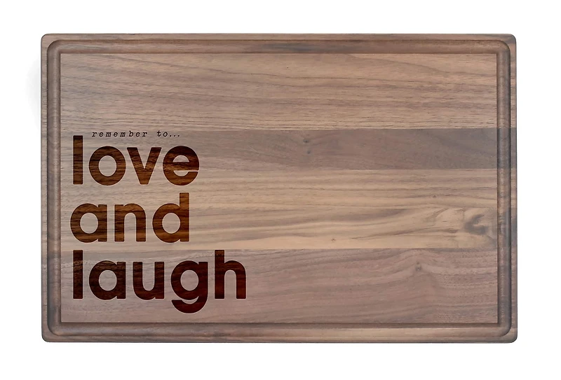 Love and Laugh 17" x 11" Walnut Cutting Board