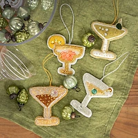 Hello Honey® 4 Pack 4.75" Beaded Fabric Cocktail Ornaments
