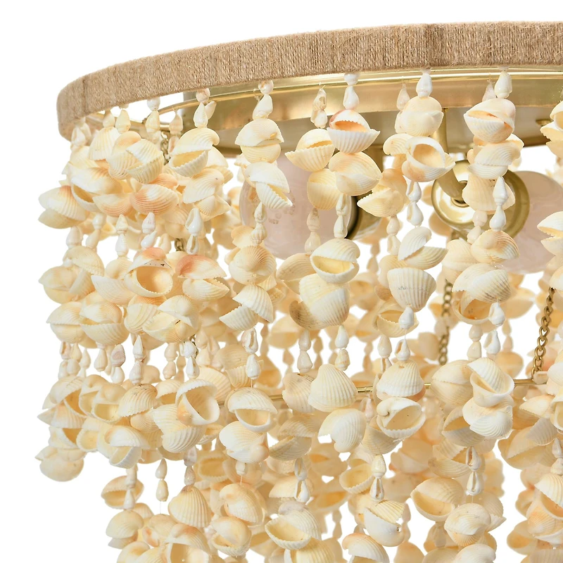 Hello Honey® 15" Round Metal and Shell Flush Mount Ceiling Light