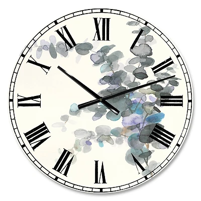 Designart Grey Watercolor Flower III Traditional Wall Clock