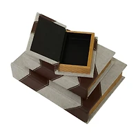 Brown Chevron Faux Leather Faux Book Box Set