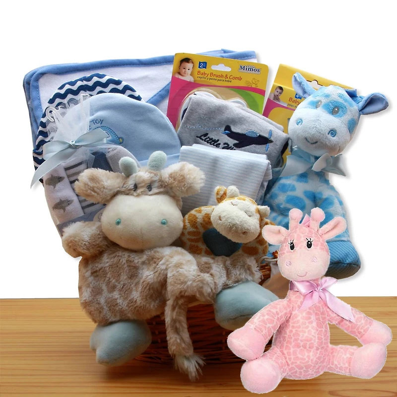 Jungle Safari Pink New Baby Gift Basket