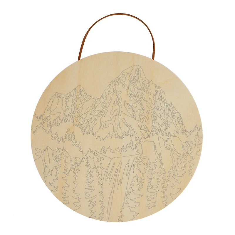 Mountain Waterfall Paint-by-Number Round Plywood Surface Kit by Artist's Loft®