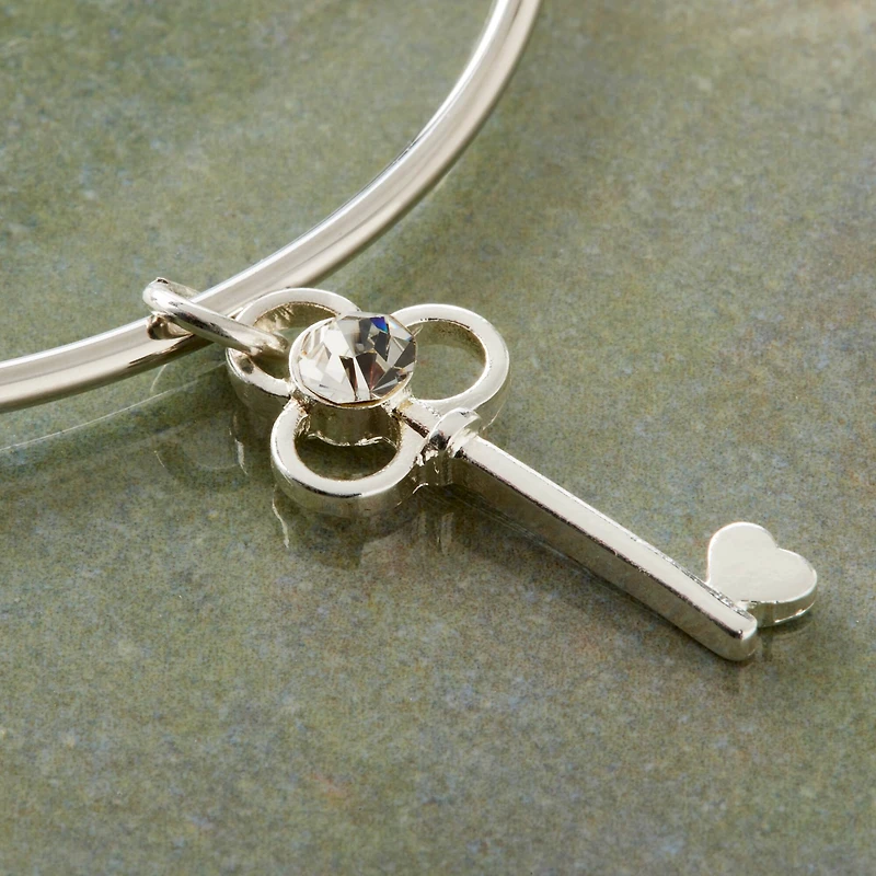 Charmalong™ Silver Plated Crystal Key Charm by Bead Landing™