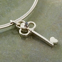Charmalong™ Silver Plated Crystal Key Charm by Bead Landing™