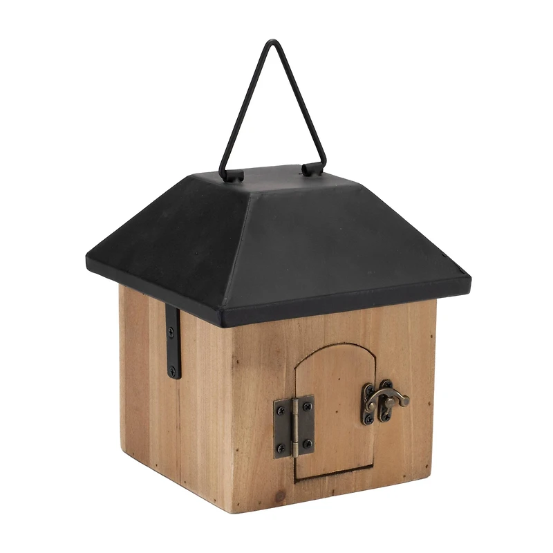 7.75" Wooden Birdhouse with Metal Roof