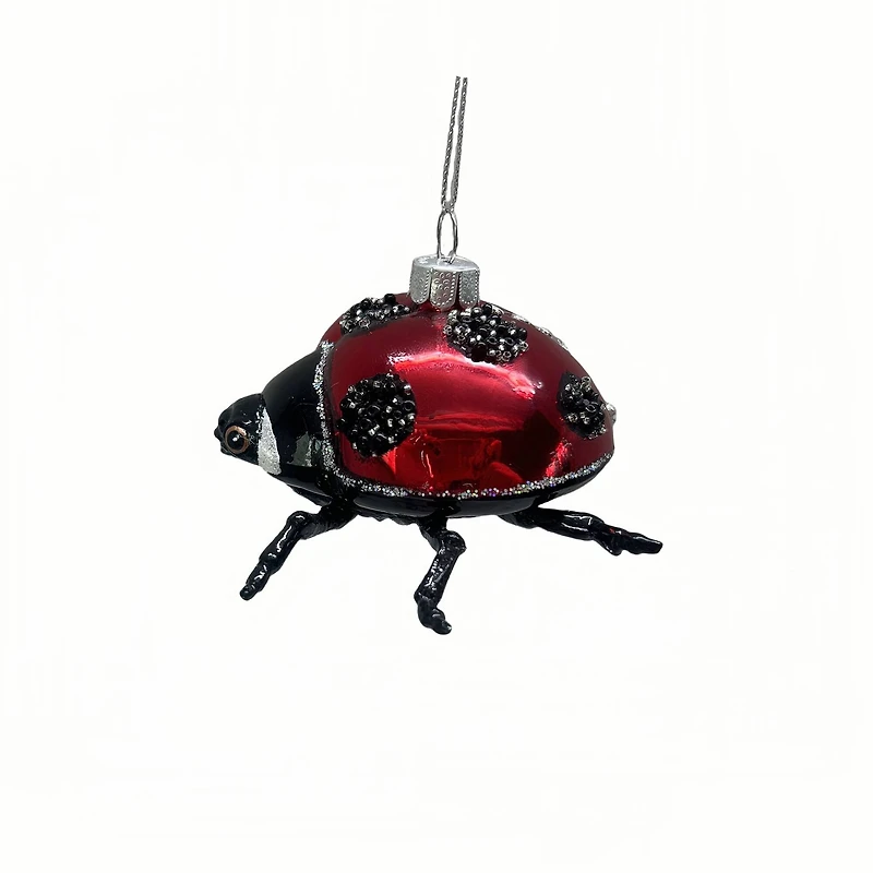 3.75" Red & Black Ladybug Glass Ornament by Ashland®