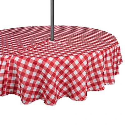 DII® 52" Round Red Check Outdoor Tablecloth With Zipper