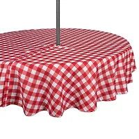 DII® 52" Round Red Check Outdoor Tablecloth With Zipper
