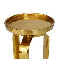 Set of 2 Gold Aluminum Modern Candle Holder, 14" x 5" x 5"