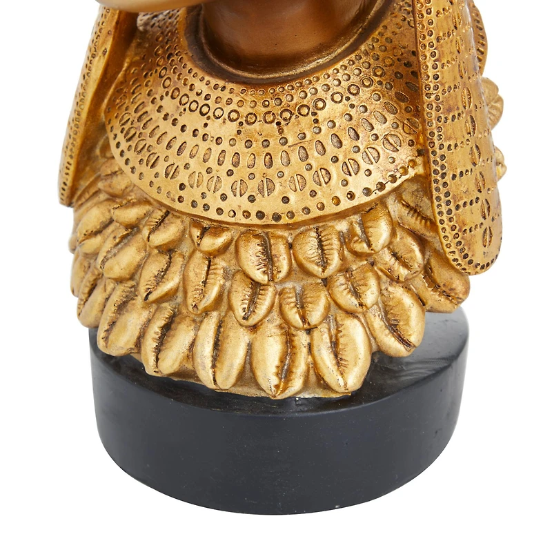 Set of 2 Gold Polystone Eclectic Sculptures, 11" x 5" x 6"