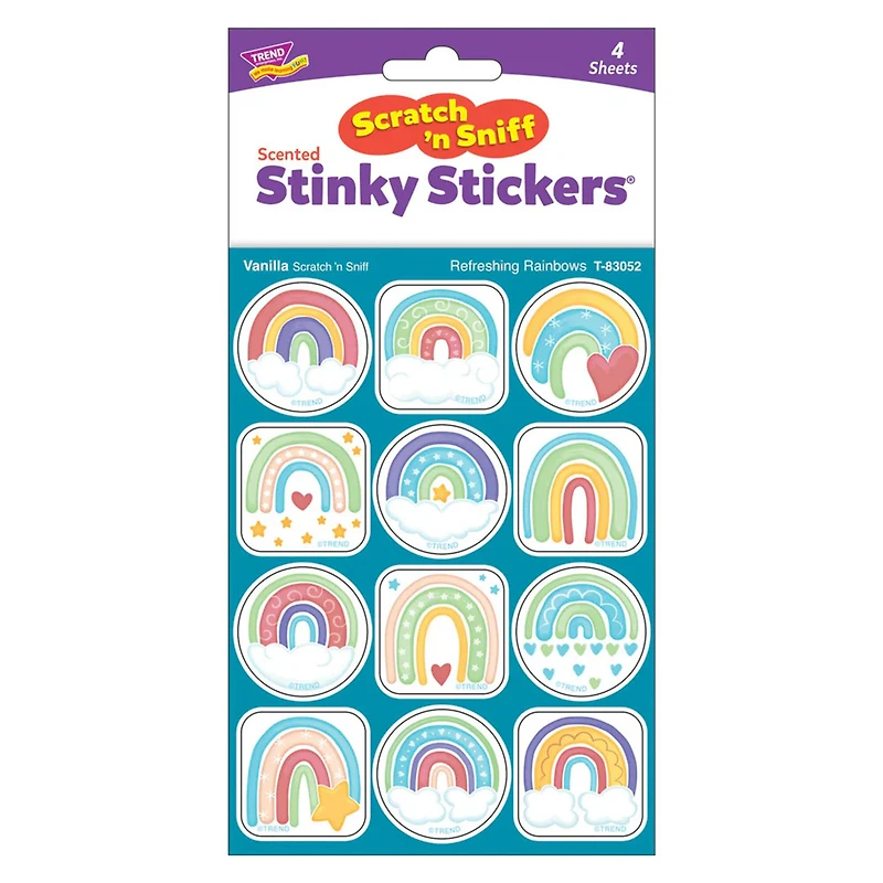TREND Enterprises® Refreshing Rainbows, Vanilla Scent Scratch 'n Sniff Stinky Stickers®, 6 Packs of 48