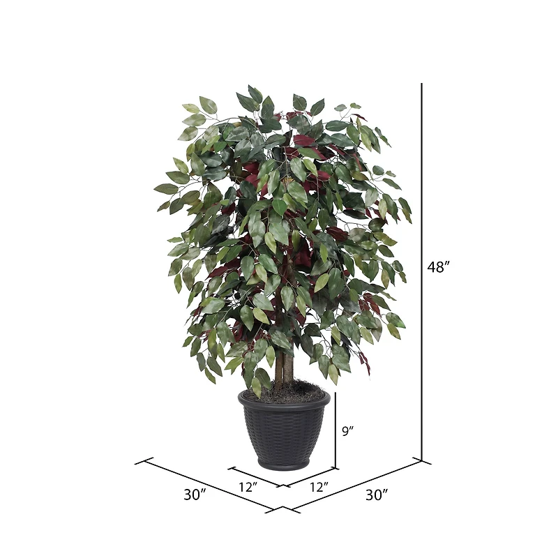 4ft. Artificial Capensia Bush with Rattan Basket