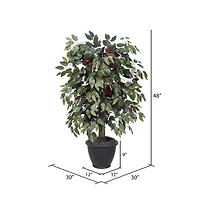 4ft. Artificial Capensia Bush with Rattan Basket