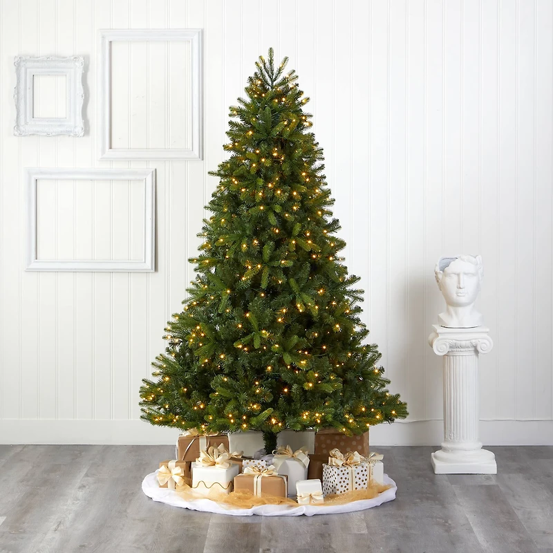 7ft. Pre-Lit New Haven Spruce Artificial Christmas Tree, Clear LED Lights