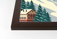 Ski Lift Lodge Black Framed Print Under Plexiglass