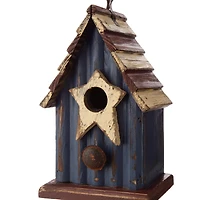 Glitzhome® 9" Solid Wood & Metal Rustic Style Birdhouse