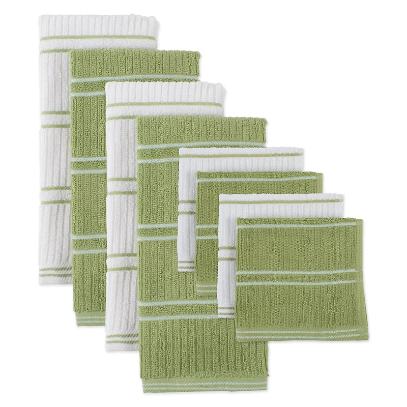 DII® Green Ribbed Terry Dishtowel & Dishcloth Set