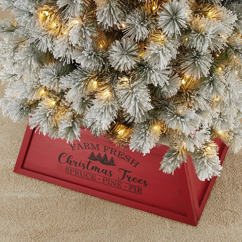 Glitzhome® 32" Red Trapezoid Farm Fresh Christmas Tree Collar