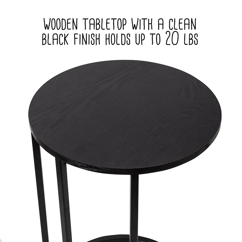 Honey Can Do Black Round C End Table