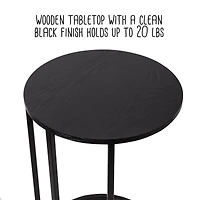 Honey Can Do Black Round C End Table