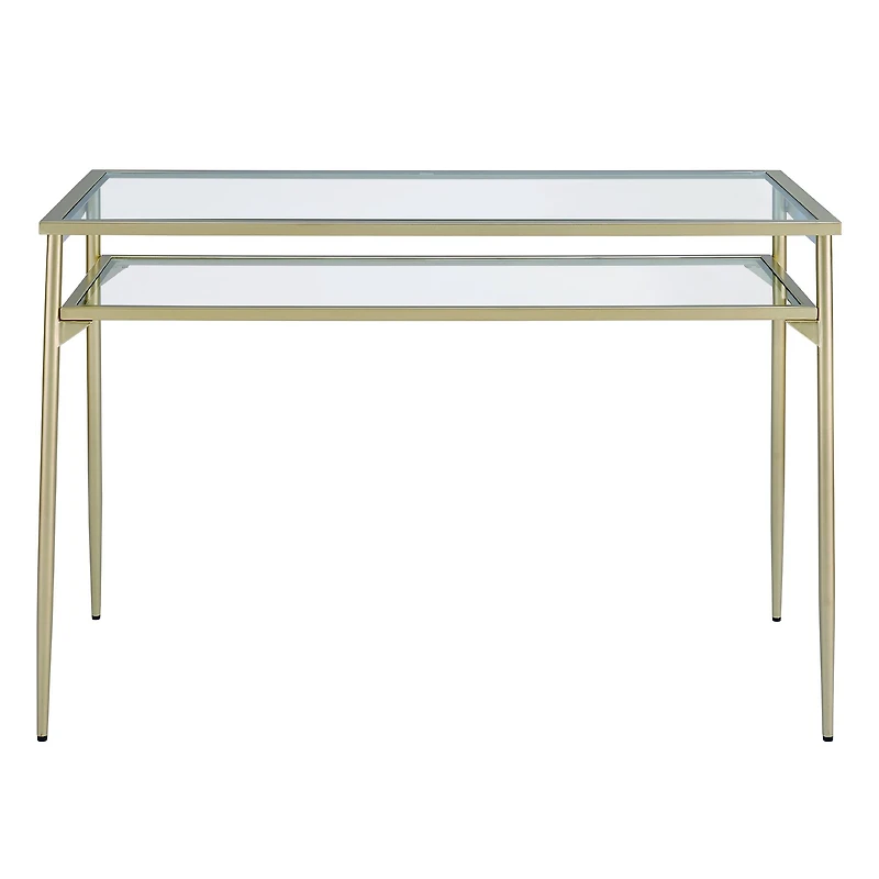 Walker Edison 48" Gold Two Tier Glass & Metal Desk