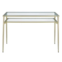Walker Edison 48" Gold Two Tier Glass & Metal Desk