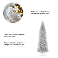 9ft. Unlit Silver Tinsel Artificial Christmas Tree