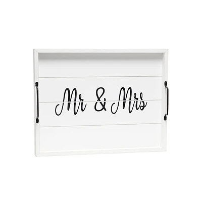 Elegant Designs™ 15.5" Mr. & Mrs. Serving Tray with Handles