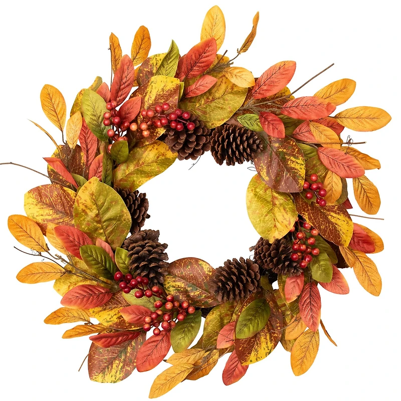 26" Leaves & Berries Twig Thanksgiving Wreath