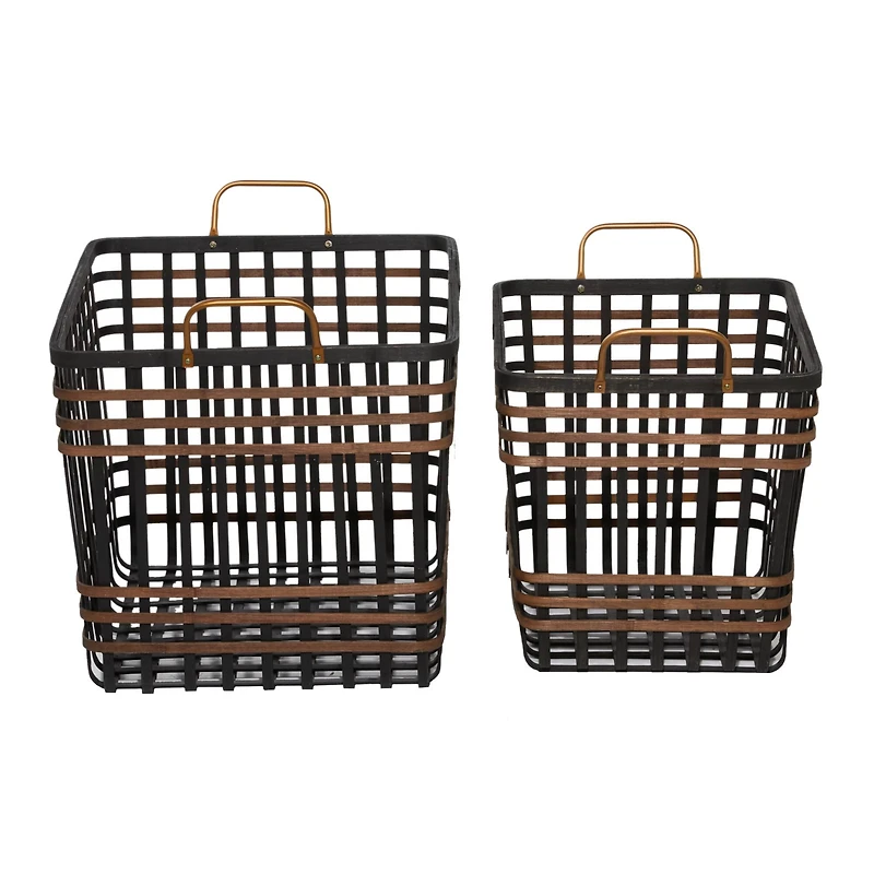 Black Seagrass Farmhouse Storage Basket Set