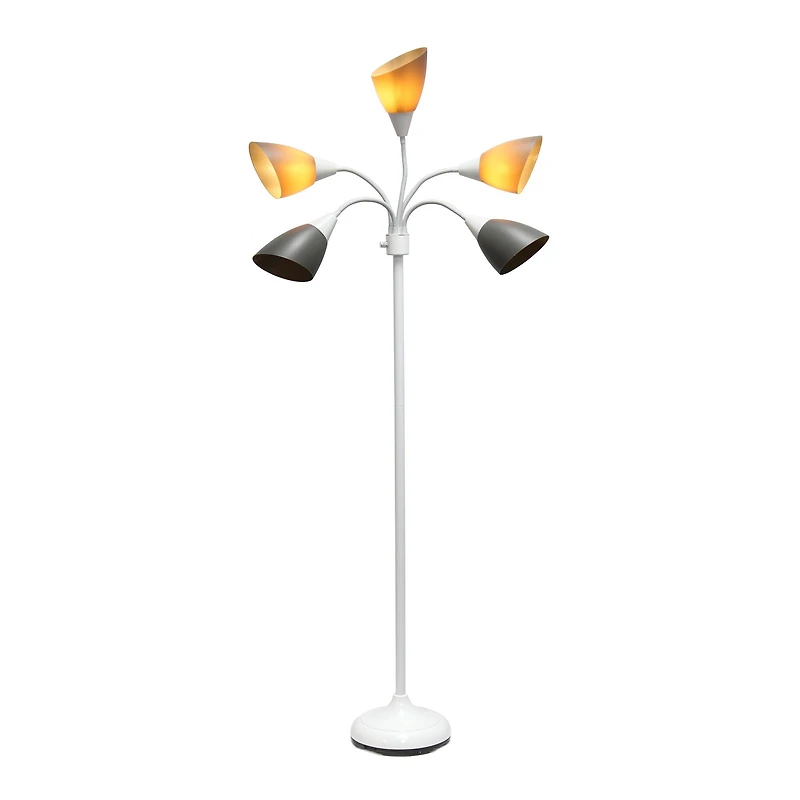 Simple Designs™ 5.6ft. 5-Light Gooseneck White Floor Lamp