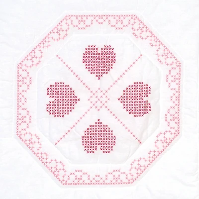 Jack Dempsey Stamped for Cross Stitch Hearts & Lace Quilt Blocks