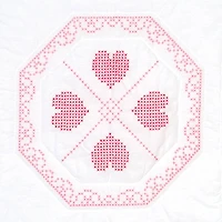 Jack Dempsey Stamped for Cross Stitch Hearts & Lace Quilt Blocks