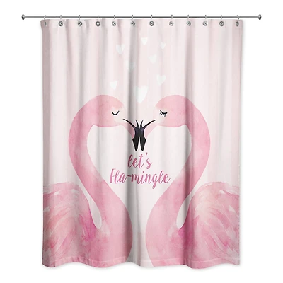 Flamingo Mistletoe Valentine's Shower Curtain