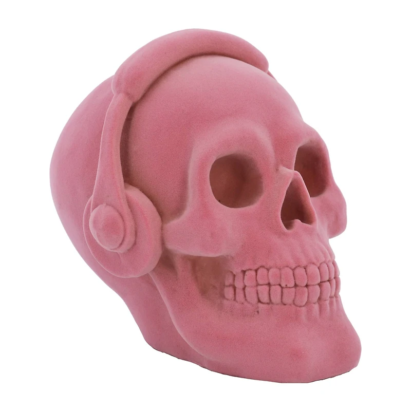 7.25" Pink Flocked Skull Tabletop Décor by Ashland®