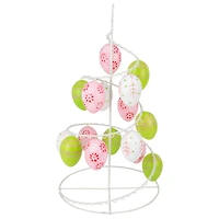 Pastel Pink, White and Green Floral Cut-Out Easter Egg Tree