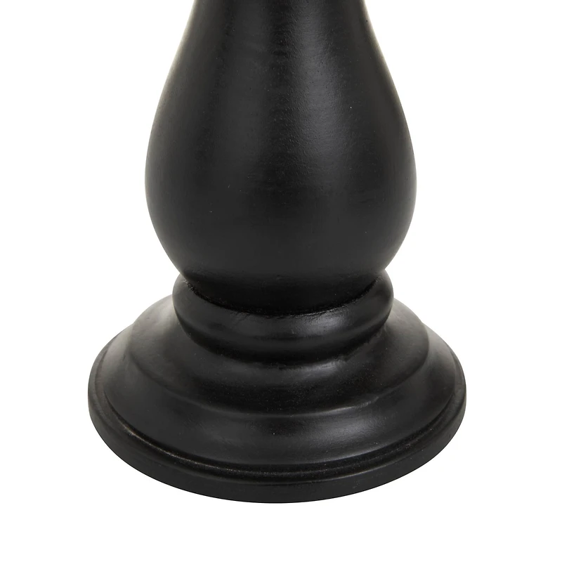 Set of 3 Black Mango Wood Traditional Candle Holders