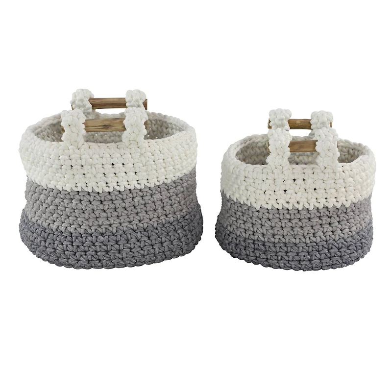 Gray Polyester Country Storage Basket Set