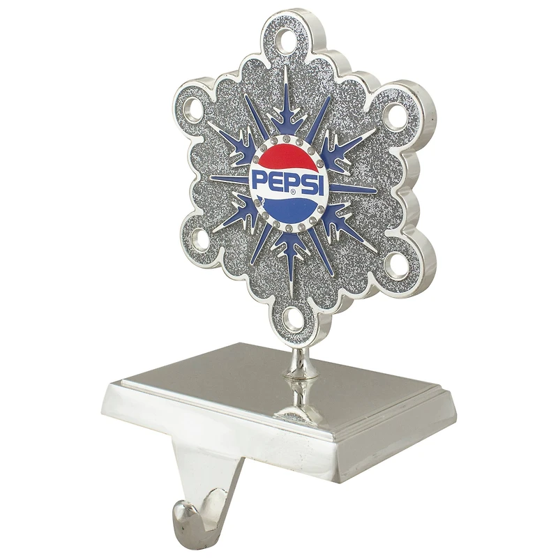 6.5" Silver & Blue Pepsi Snowflake Christmas Stocking Holder