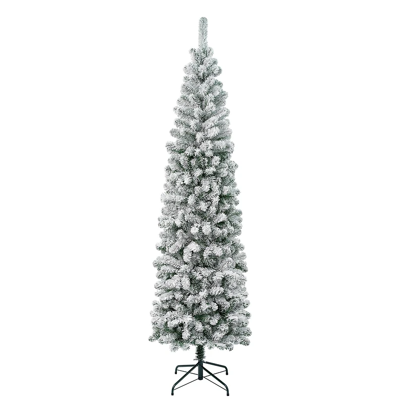 7.5ft. Unlit Acacia Pencil Slim Flocked Artificial Christmas Tree