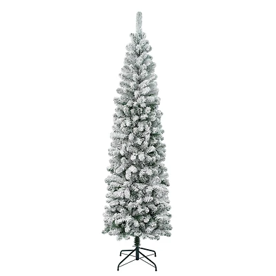 7.5ft. Unlit Acacia Pencil Slim Flocked Artificial Christmas Tree