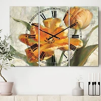 Designart 'Parrot Tulips I On Ivory Farmhouse Multipanel Wall Clock