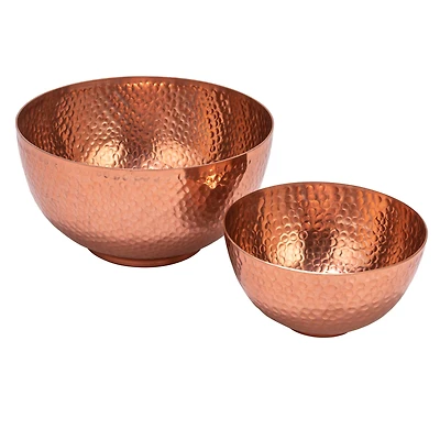 Hello Honey® Copper Finish Round Hammered Metal Bowl Set
