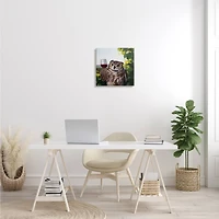 Stupell Industries Great Horned Owl Drinking Red Wine Vineyard Bird Canvas Wall Art