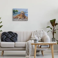 Stupell Industries Coastal Golden Retriever Relaxing Dock Canvas Wall Art