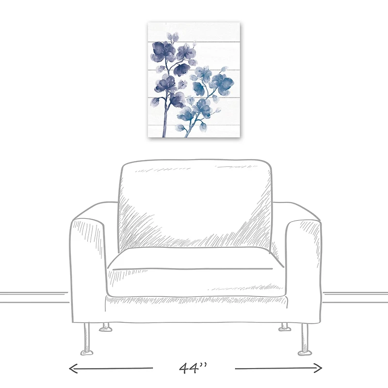 Blue Floral Shiplap 16" x 20" Canvas Wall Art