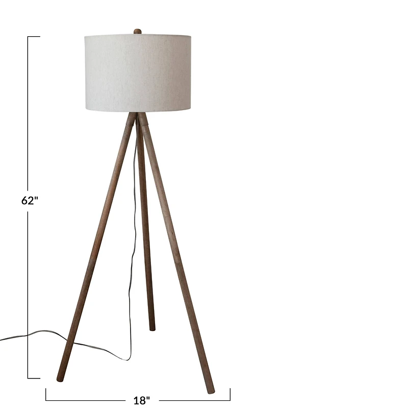 Hello Honey® 5ft. Modern Wood Tripod Floor Lamp with Fabric Shade