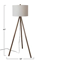 Hello Honey® 5ft. Modern Wood Tripod Floor Lamp with Fabric Shade